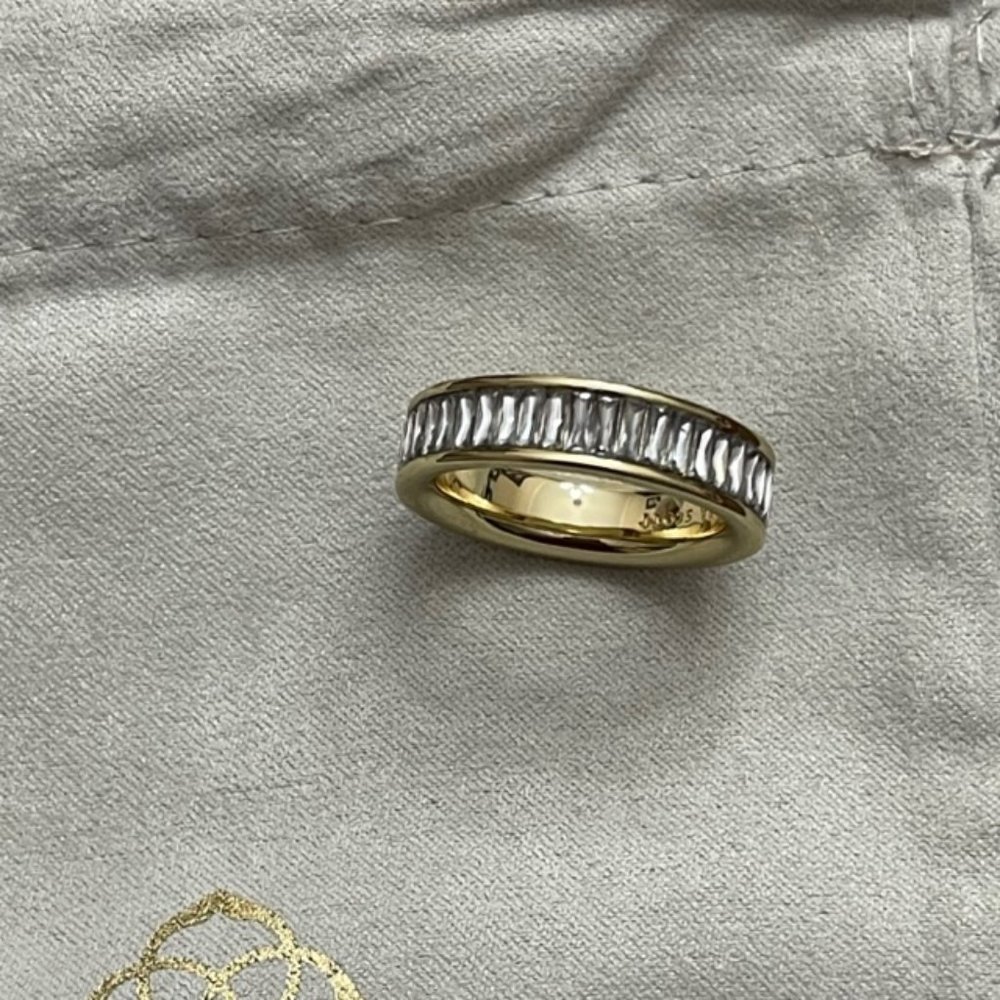 Kendra Scott Jack Gold Band Ring in White Crystal--Size 9